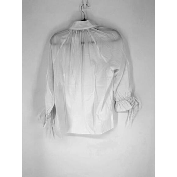 Harshman “Bianca” Ruched Button-Front Band Collar Blouse in White – NWT – XS - Picture 5 of 11